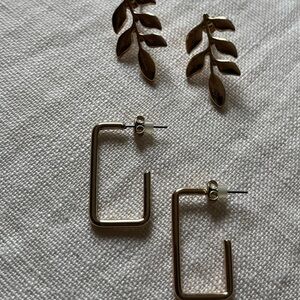 Gold Leaf and Geometric Earrings